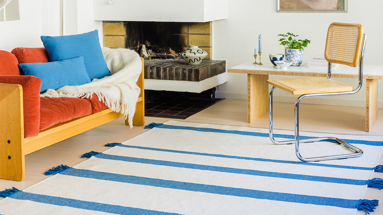 Avotakan oma mattomalli! Kulosaari on luonnonväreillä värjätty ja Suomessa kudottu villamatto