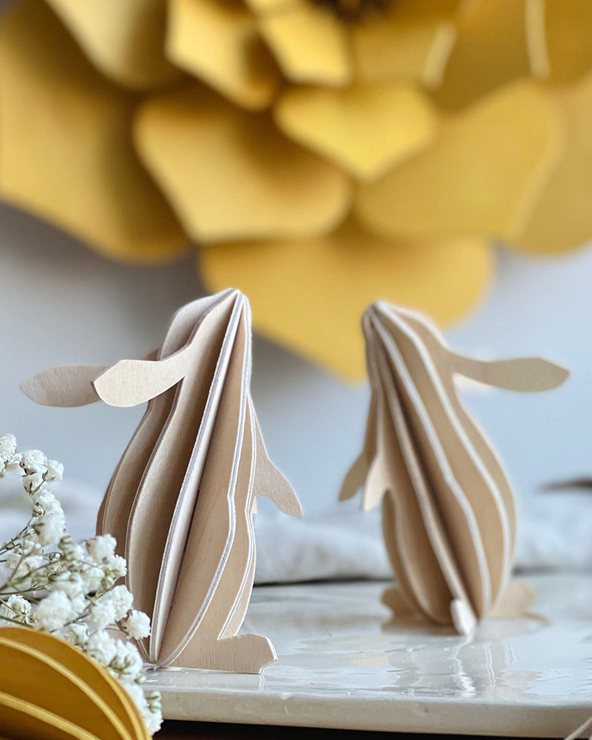 Lovi Rabbits natural wood, wooden rabbit ornaments