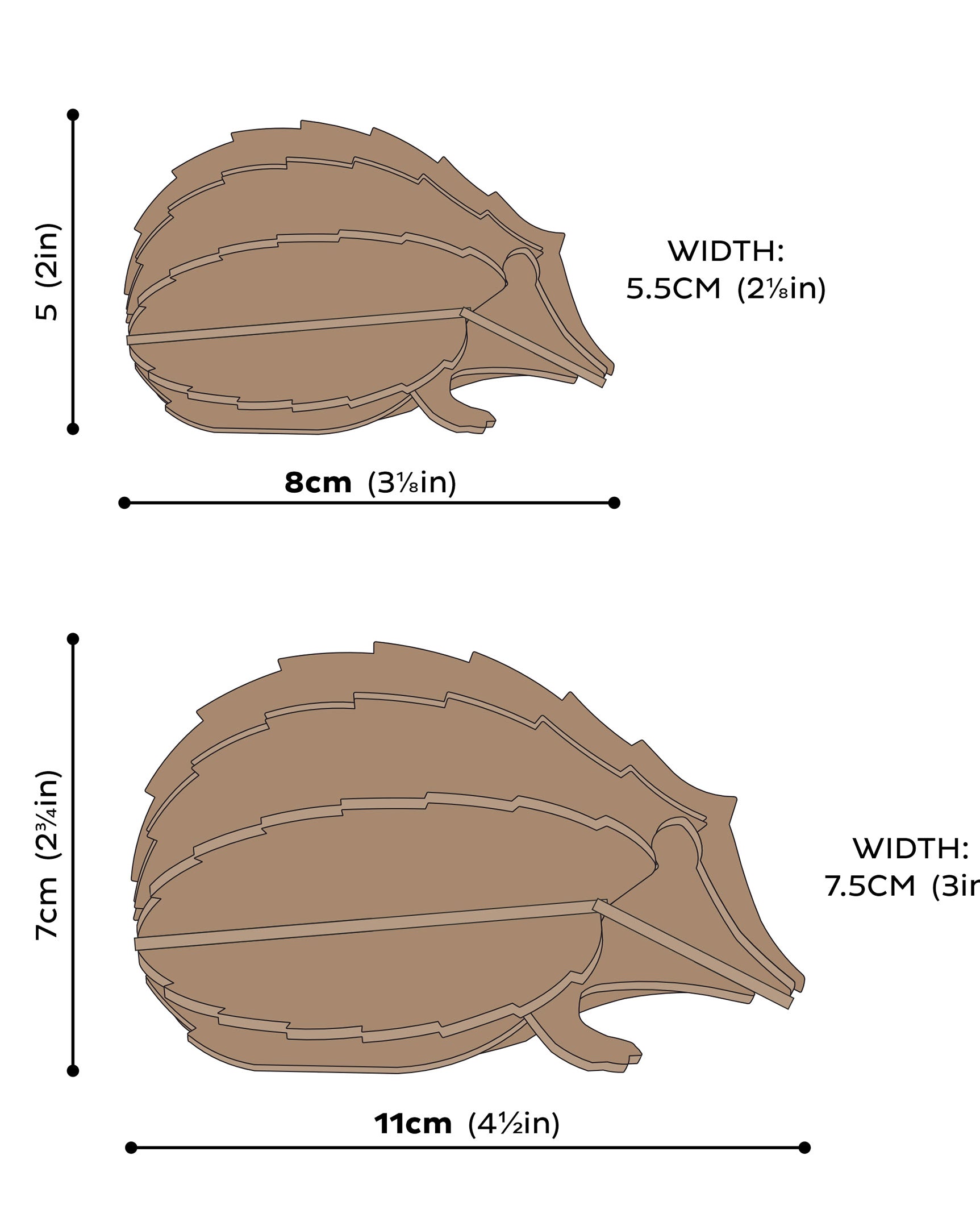 Lovi Hedgehog, wooden hedgehog figure, measures