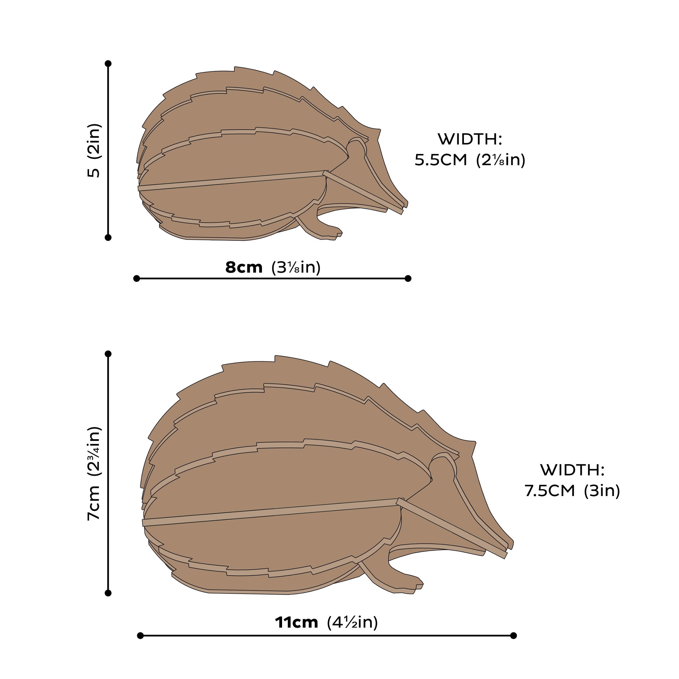 Lovi Hedgehog, wooden hedgehog figure, measures