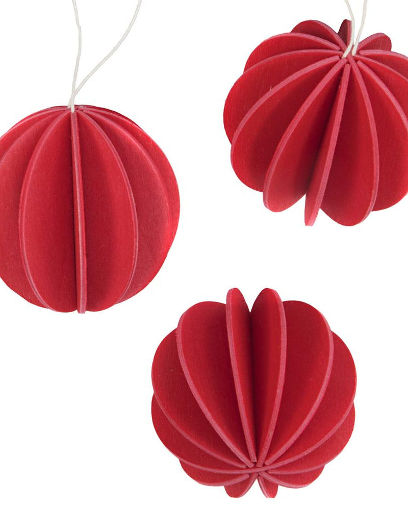 Alkuperäiset Lovi-pallot 8cm, kirkkaanpunainen, koottavat puiset koristeet