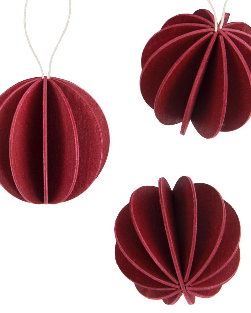 Alkuperäiset Lovi-pallot 8cm, tummanpunainen, koottavat puiset koristeet