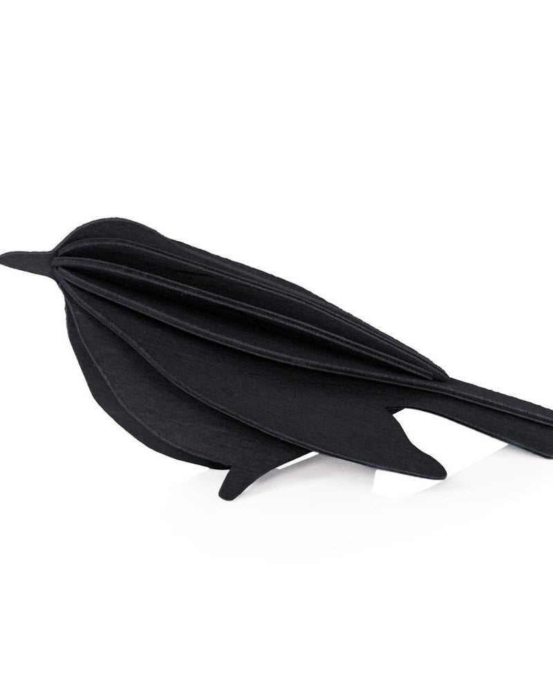 Lovi-lintu, musta, koottava puinen hahmo