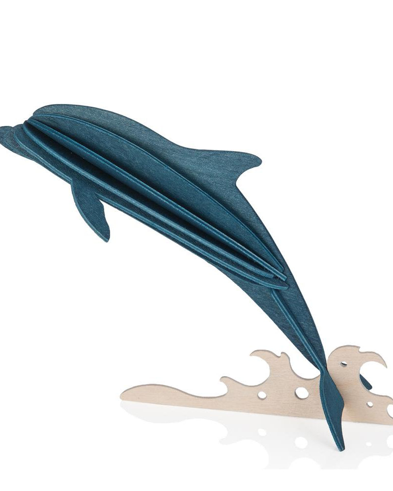 Lovi-delfiini 15cm, tummansininen, koottava puinen hahmo