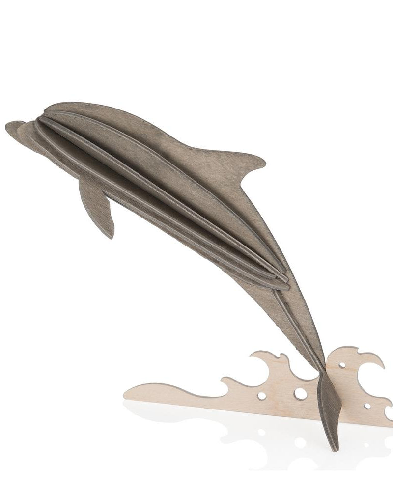 Lovi-delfiini 15cm, harmaa, koottava puinen hahmo