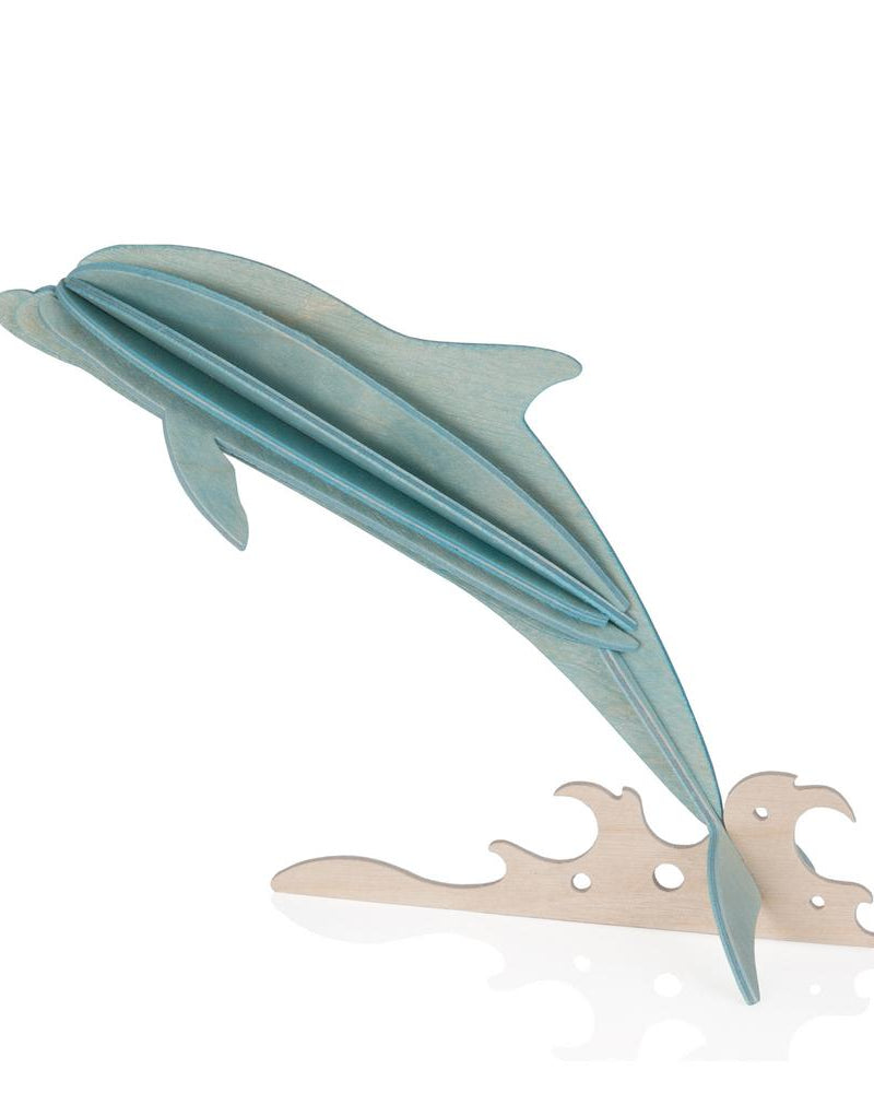 Lovi-delfiini 15cm, vaaleansininen, koottava puinen hahmo