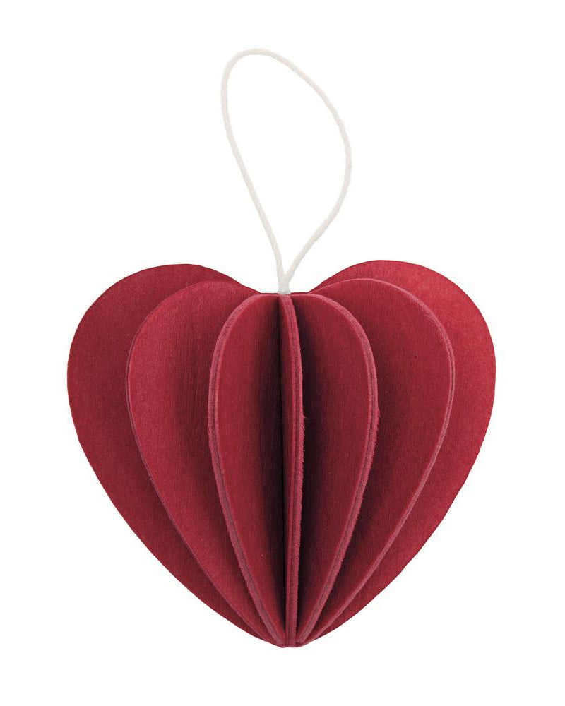 Lovi-sydän, tummanpunainen, koottava puinen koriste