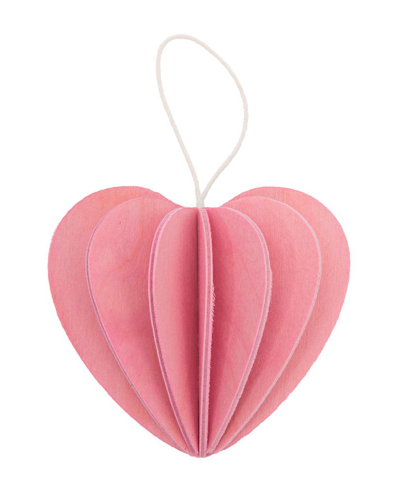 Lovi-sydän, vaaleanpunainen, koottava puinen koriste