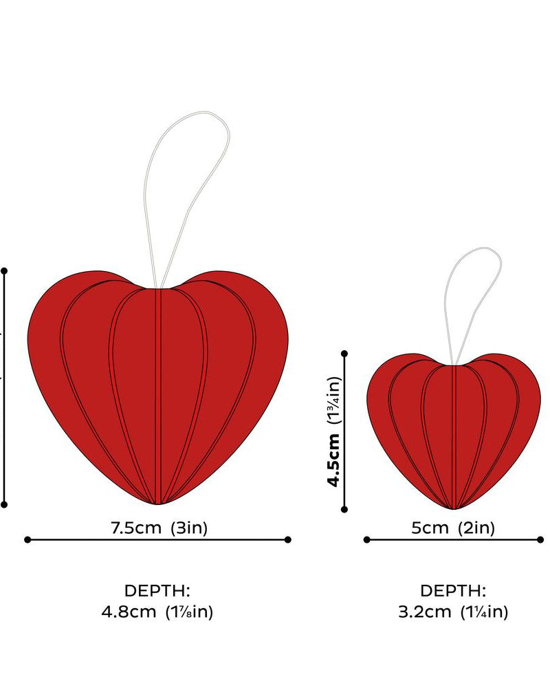 Lovi-sydän, koottava puinen koriste, mittakuva