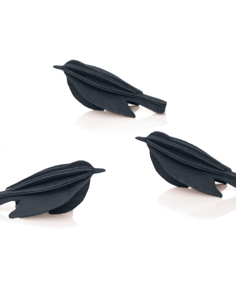 Lovi-minilinnut, musta, koottava puinen hahmo