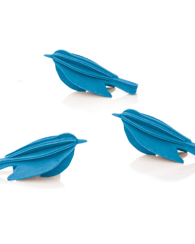 Lovi-minilinnut, sininen, koottava puinen hahmo