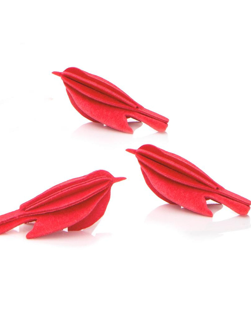 Lovi-minilinnut, kirkkaanpunainen, koottava puinen hahmo