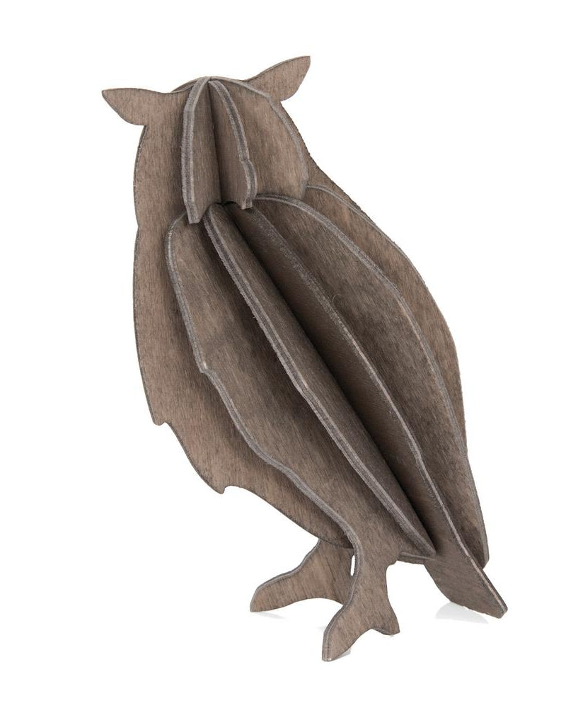 Lovi-pöllö, harmaa, koottava puinen hahmo