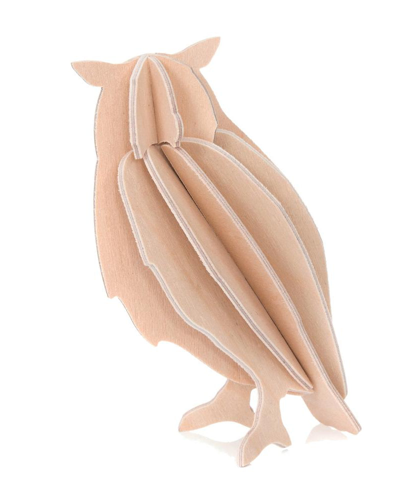 Lovi-pöllö, puunvärinen, koottava puinen hahmo