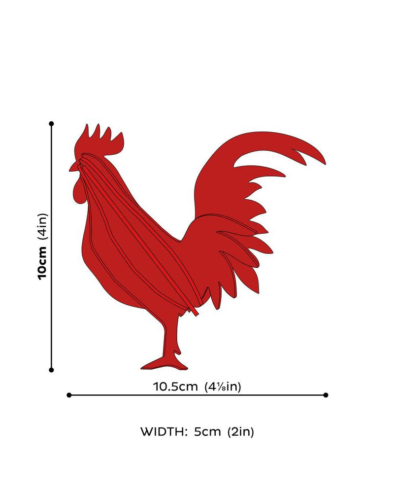 Lovi-kukko, koottava puinen hahmo, mittakuva