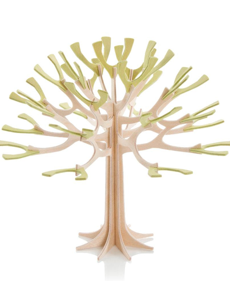 Lovi-vuodenaikapuu, haaleanvihreä, koivuvanerista valmistettu, koottava puu