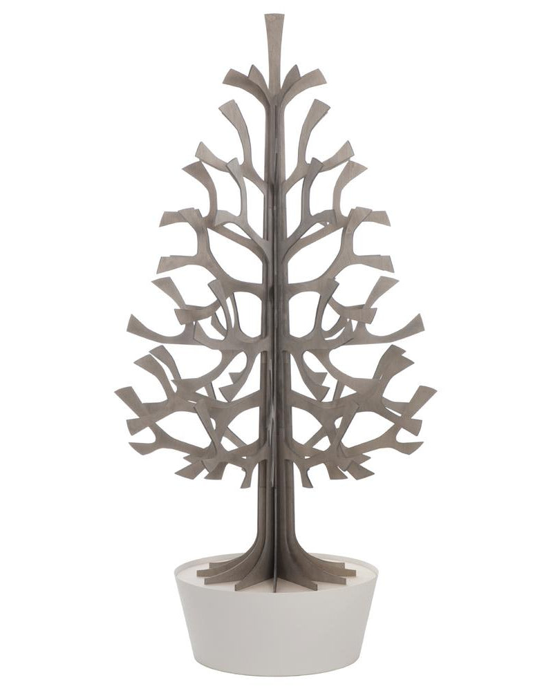 Lovi-kuusi 180cm, harmaa valkoisessa ruukussa, koottava puinen kuusi