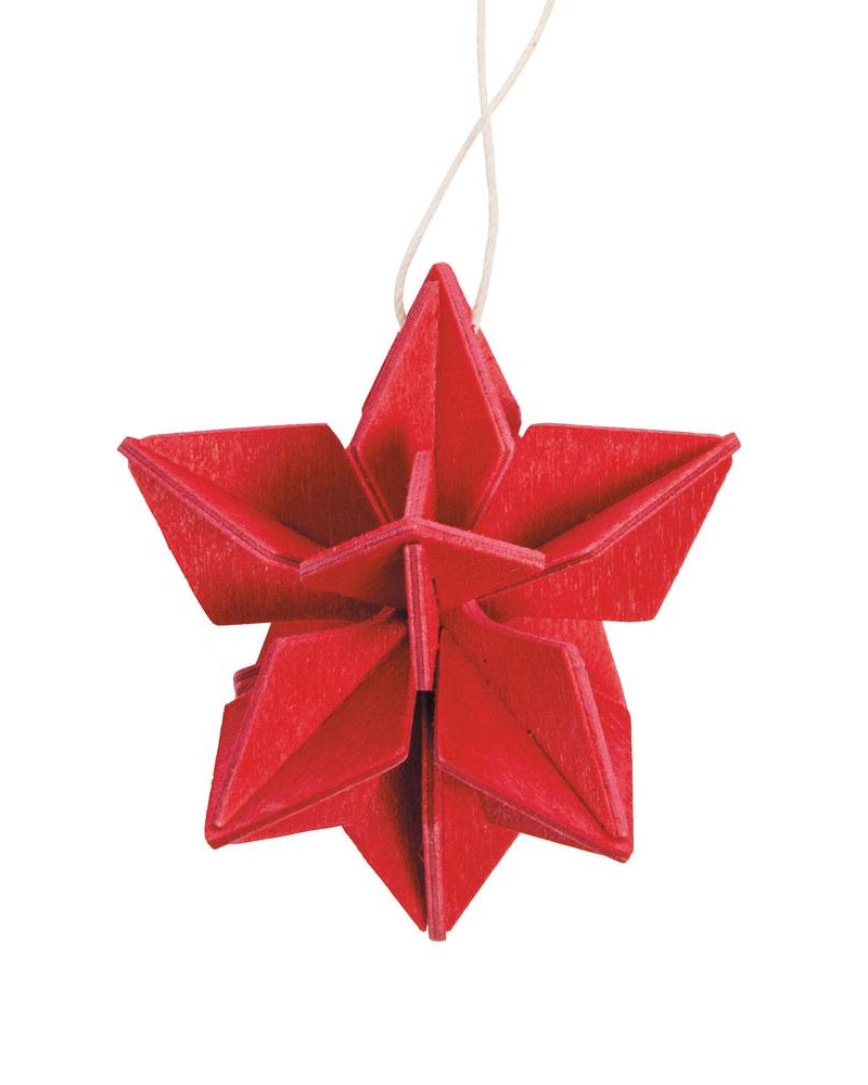 Lovi-tähti 5cm, kirkkaanpunainen, koottava puinen koriste