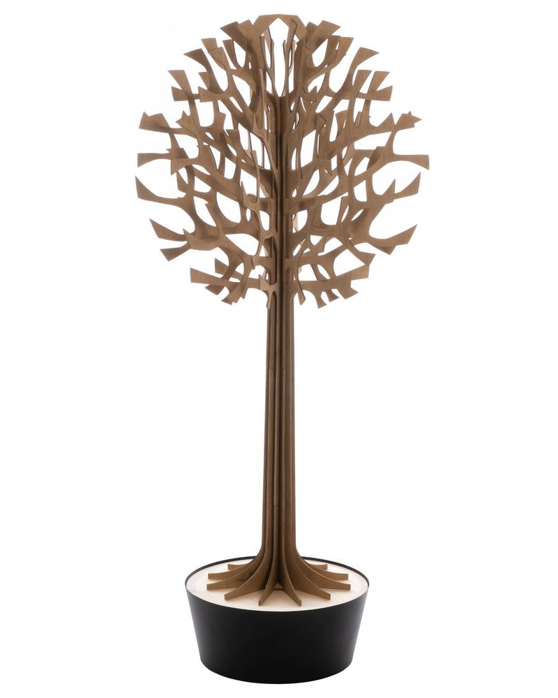 Lovi-puu 135cm, ruskea, koivuvanerista valmistettu, koottava puu mustassa ruukussa