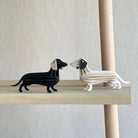 Lovi Dachshunds, wooden dachshund figures, black and natural wood