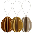Wooden Easter Eggs 7cm by Lovi, 3pcs, cinnamon brown, honey yellow, natural wood