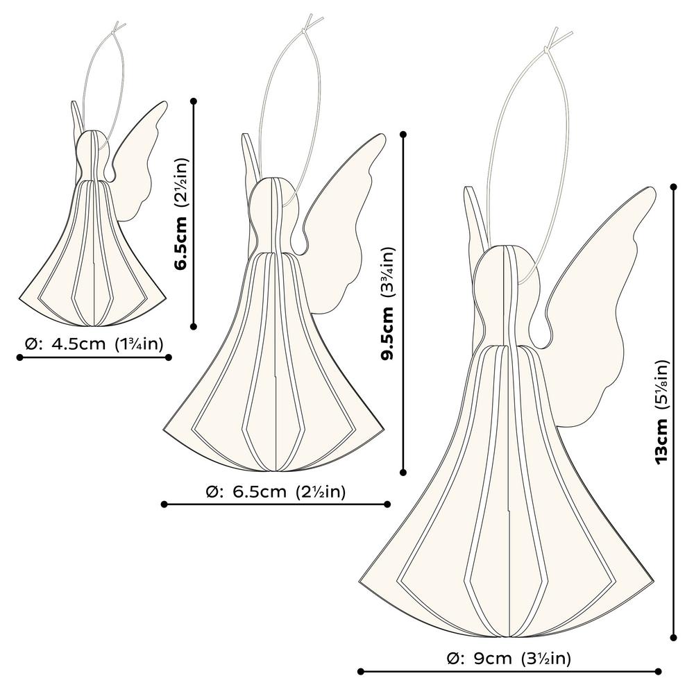Lovi-enkeli, koottava puinen hahmo, mittakuva