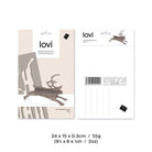 Lovi-poro 12cm, koottava puinen hahmo, pakkaus, mitat ja paino