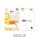 Lovi-merikilpikonna, koottava puinen hahmo, pakkaus, mitat ja paino