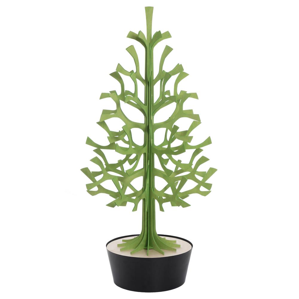 Lovi-kuusi 120cm, vaaleanvihreä mustassa ruukussa, koottava puinen kuusi