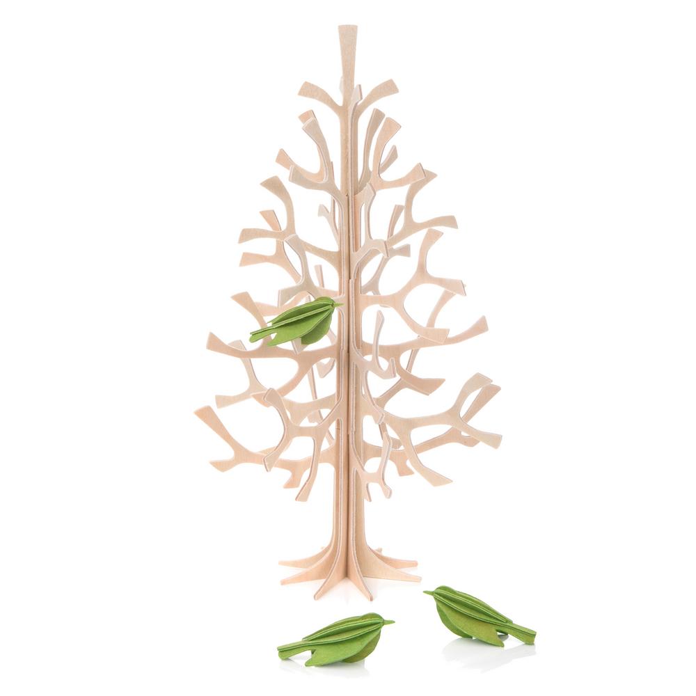 Lovi-minilinnut 25cm korkeassa Lovi-kuusessa, koottavat puiset hahmot