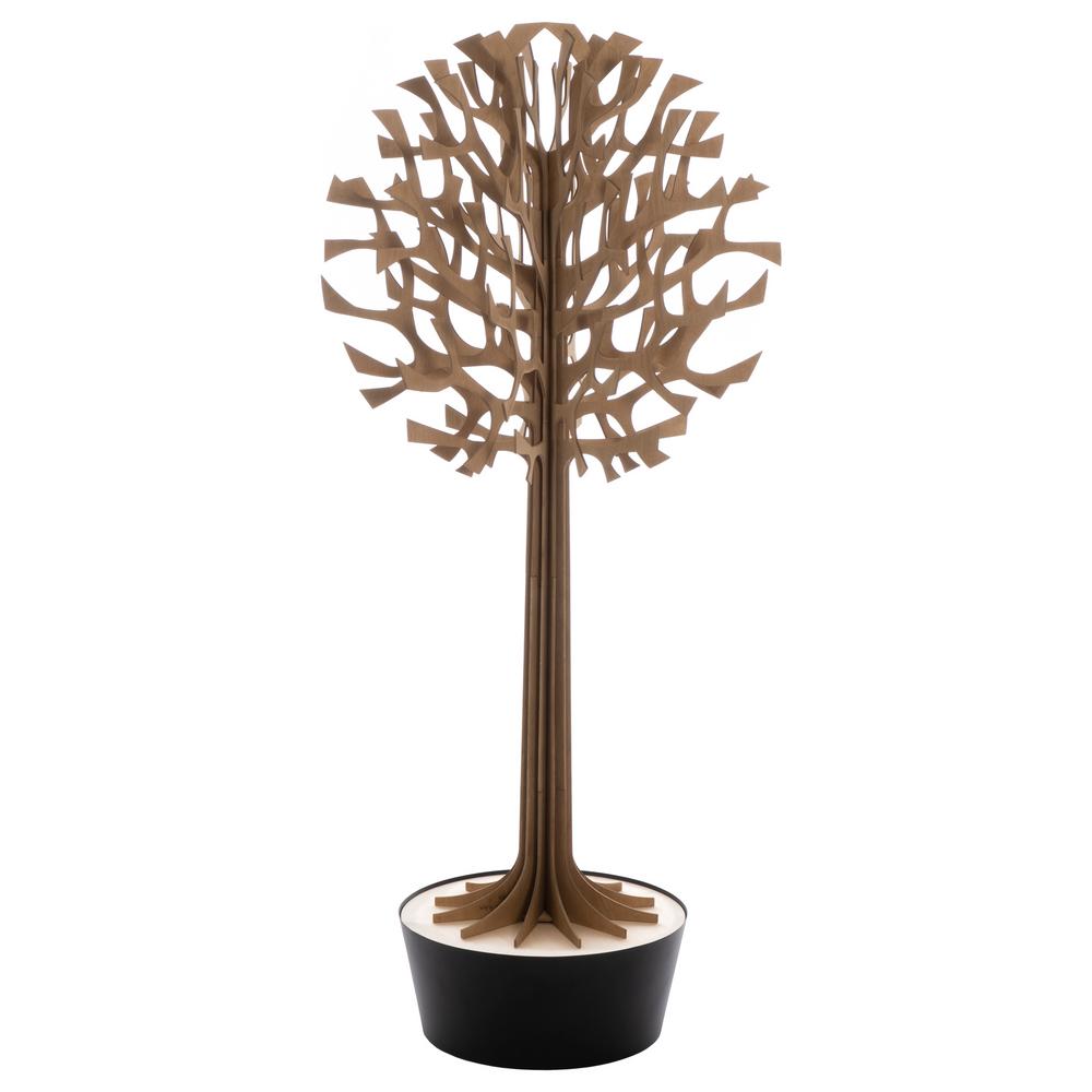 Lovi-puu 135cm, ruskea, koivuvanerista valmistettu, koottava puu mustassa ruukussa